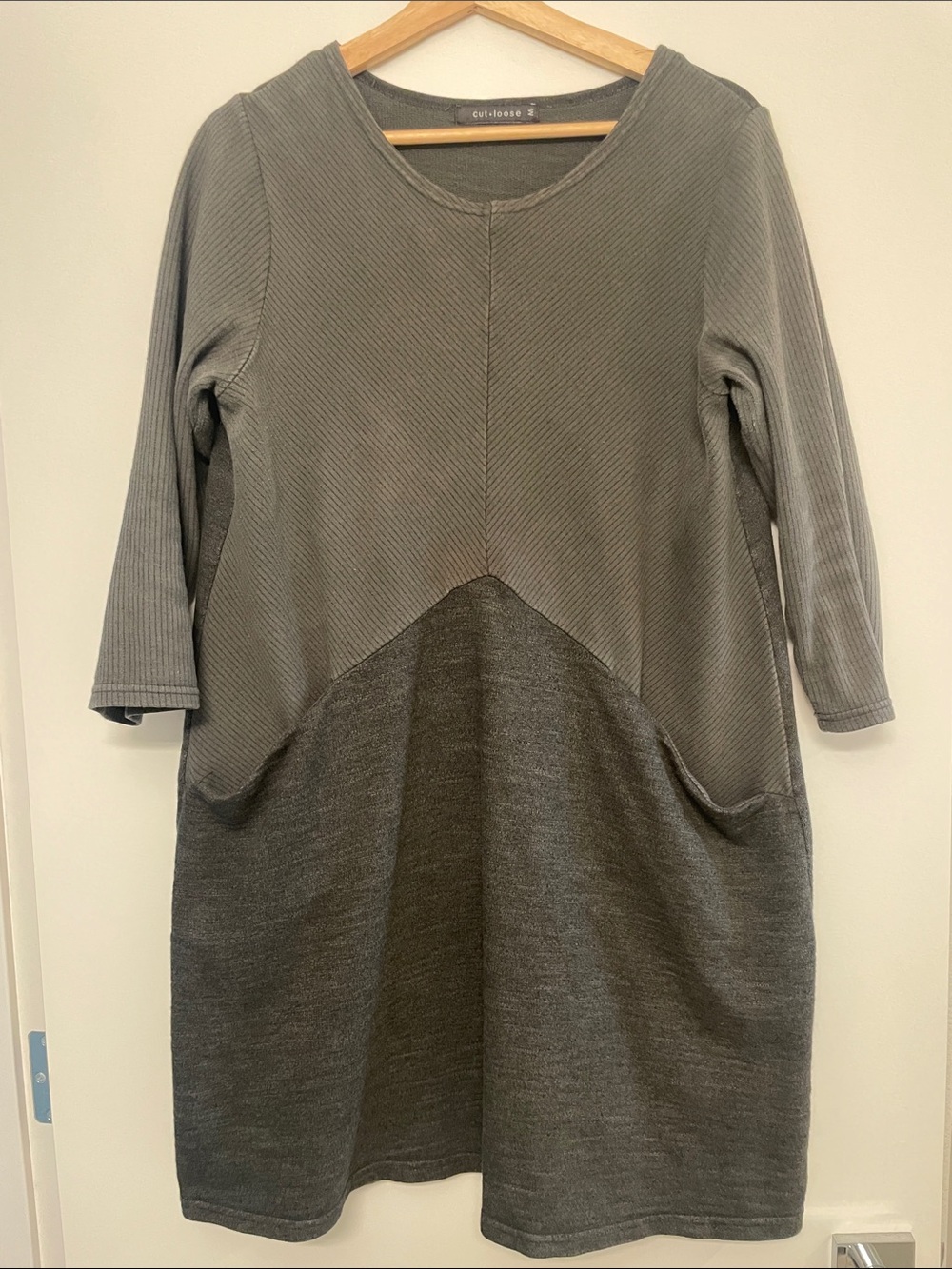 cut loose charcoal Textured Pocket Tunic Dress